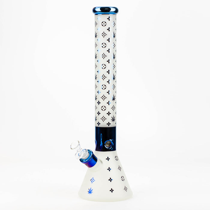 17.5" Luxury Pattern 7 mm frosted glass beaker bong Glass Bong ONE Blue
