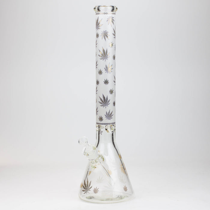 19.5" Gold leaf 9 mm glass water bong Glass Bong ONE White-B