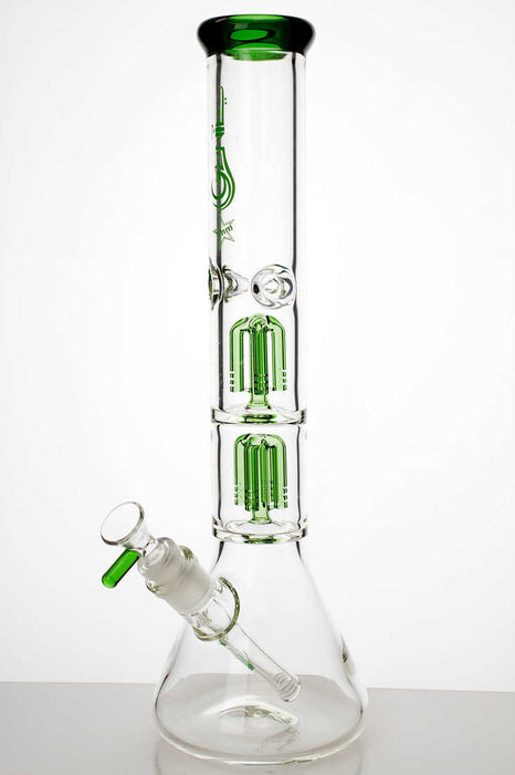 15 inches double 4 tree arms genie heavy glass water bong Glass Bong ONE Green