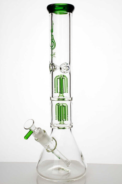 15 inches double 4 tree arms genie heavy glass water bong-Green - One Wholesale