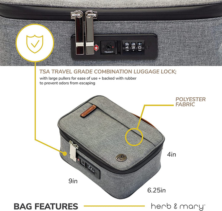 Herb & Mary | Smell Proof Accessories Storage Stash Case w/Integrated Combo Lock (Medium) Pouch Herb & Mary