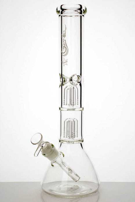 15 inches double 4 tree arms genie heavy glass water bong-Clear - One Wholesale