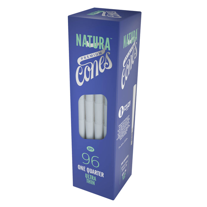 Natura – White Ultra Thin Pre-Rolled Paper Mini Tower Pre-rolled Cone NATURA 96 Cones / One Quater Size