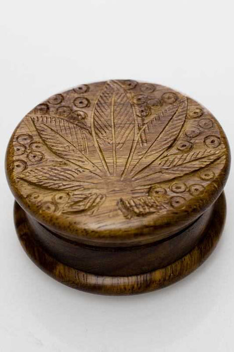Leaf carved  2 parts wooden grinder-Medium-989 - One Wholesale