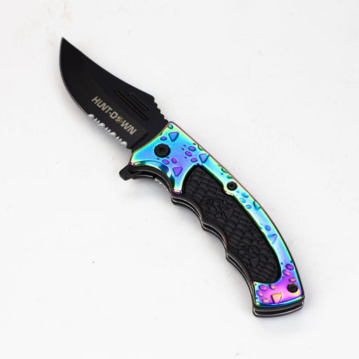 Hunt-Down 8″ Rainbow Tiger Paw Stainless 3CR13 Steel Folding Knife Folding Knife Canadian Distributor HD 9957