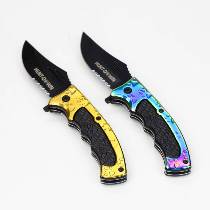 Hunt-Down 8″ Rainbow Tiger Paw Stainless 3CR13 Steel Folding Knife