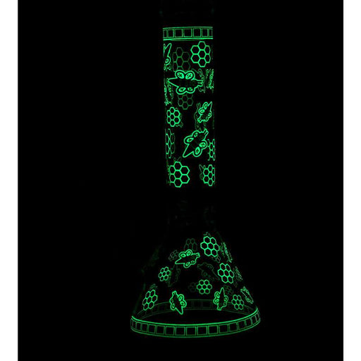 14" Honey bee glow in the dark / 7mm / glass beaker bong [A25] Bongs Canadian Distributor