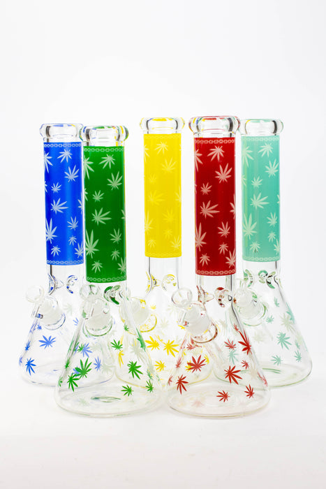 14" Leaf Glow in the dark 7 mm glass bong [A52]- - One Wholesale