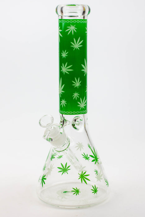 14" Leaf Glow in the dark 7 mm glass bong [A52]- - One Wholesale