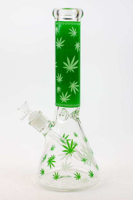 14" Leaf Glow in the dark 7 mm glass bong [A52]- - One Wholesale