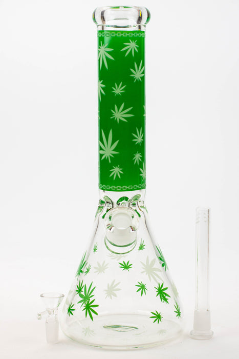 14" Leaf Glow in the dark 7 mm glass bong [A52]- - One Wholesale