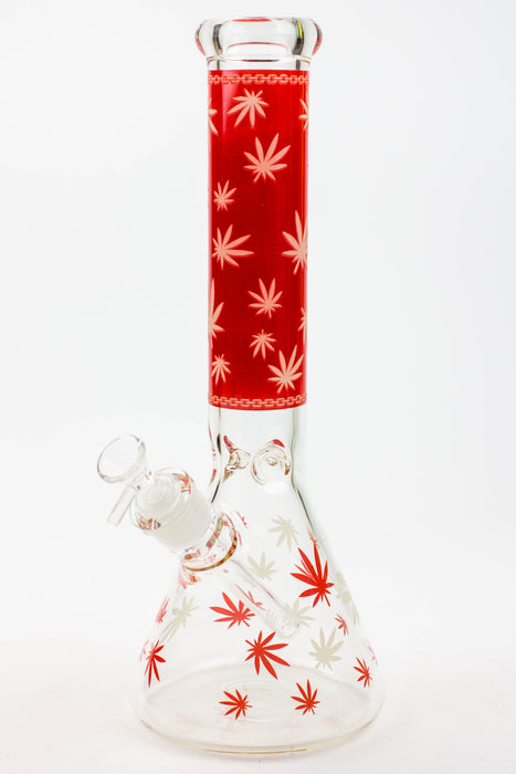 14" Leaf Glow in the dark 7 mm glass bong [A52]-Red - One Wholesale