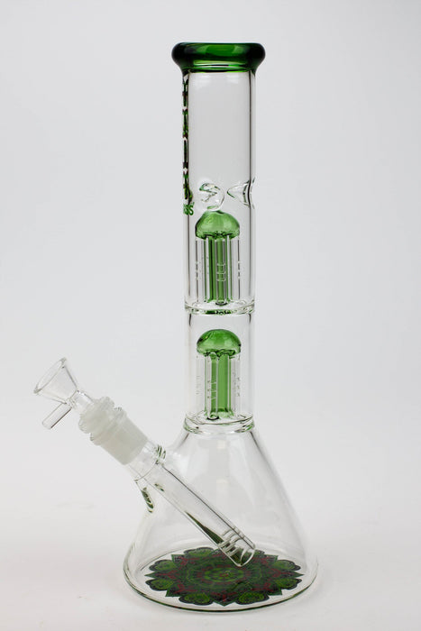 12" AQUA Dual tree arms percolator glass water bong- - One Wholesale