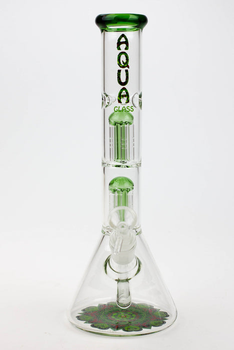 12" AQUA Dual tree arms percolator glass water bong- - One Wholesale