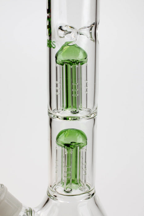 12" AQUA Dual tree arms percolator glass water bong- - One Wholesale