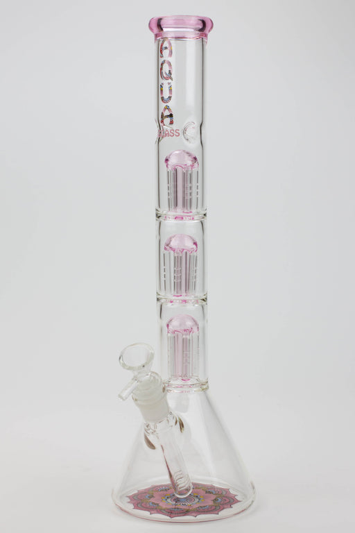 13.5" AQUA 5mm Triple tree arms percolator glass water bong Bongs Canadian Distributor Pink