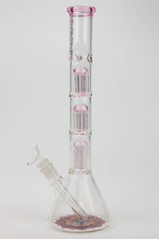 15" AQUA 5mm Triple tree arms percolator glass water bong- - One Wholesale