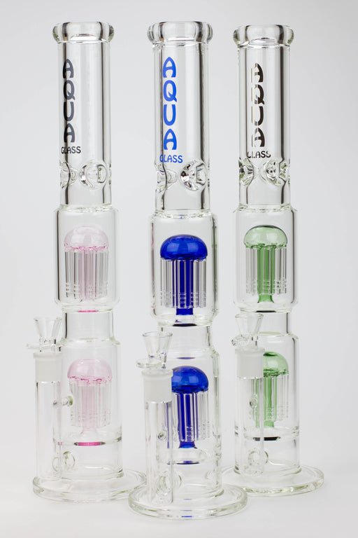 18.5" AQUA Glass Dual Tree arm / 7mm /glass water bong- - One Wholesale