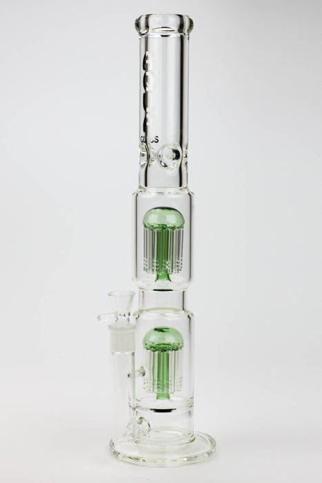 18.5" AQUA Glass Dual Tree arm / 7mm /glass water bong-Green - One Wholesale