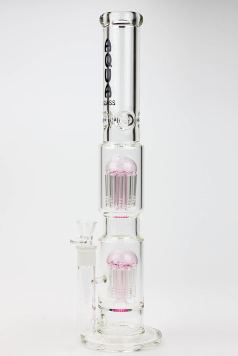 18.5" AQUA Glass Dual Tree arm / 7mm /glass water bong-Pink - One Wholesale