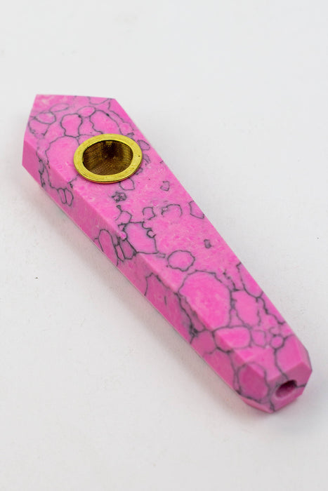Acid Secs - Crystal Stone Smoking Pipe without choke hole-Pink Howlite - One Wholesale