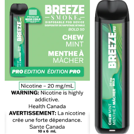 Breeze Pro S50 Disposable 20MG Box of 10 Federal Excise Tax ONE Chew Mint