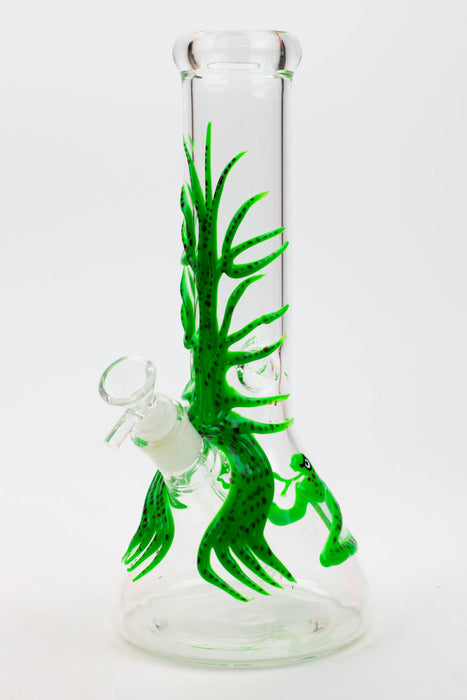 11.5" Glow in the dark color tree glass beaker bong [CD2002]-Green - One Wholesale