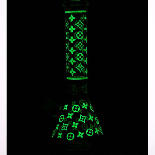 14" Luxury Pattern glow in the dark / 7mm / glass beaker bong [CH-107] Bongs Canadian Distributor