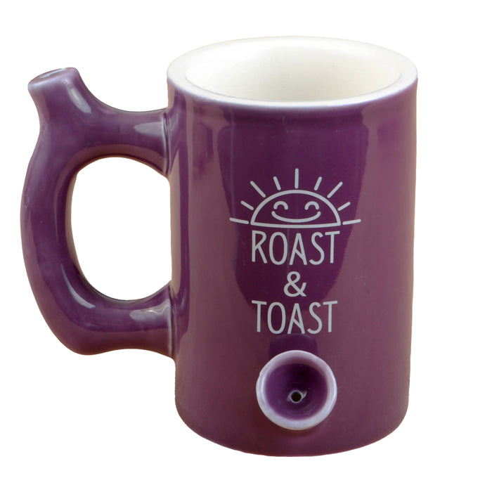 ROAST & TOAST PIPE MUG - PLUM COLOR WITH WHITE PRINT