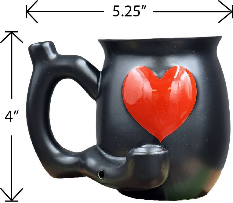 embossed red heart mug - white inside Quartz hand pipe Roast and Toast Gifts