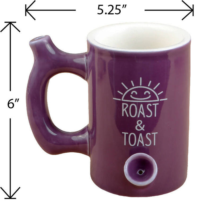 ROAST & TOAST PIPE MUG - PLUM COLOR WITH WHITE PRINT