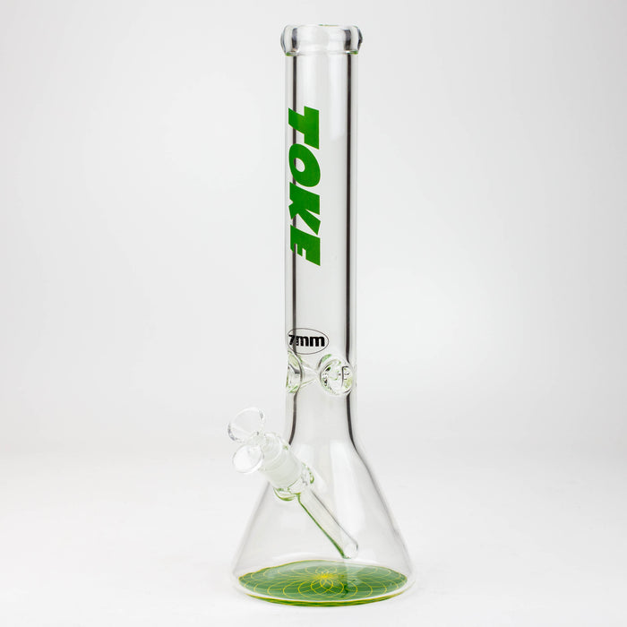 16" TOKE 7 mm glass water beaker bong-Green - One Wholesale