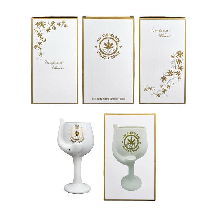 420 Vineyards - Roast & Toast Ceramic Wine Glass pipe Quartz hand pipe Roast and Toast Gifts
