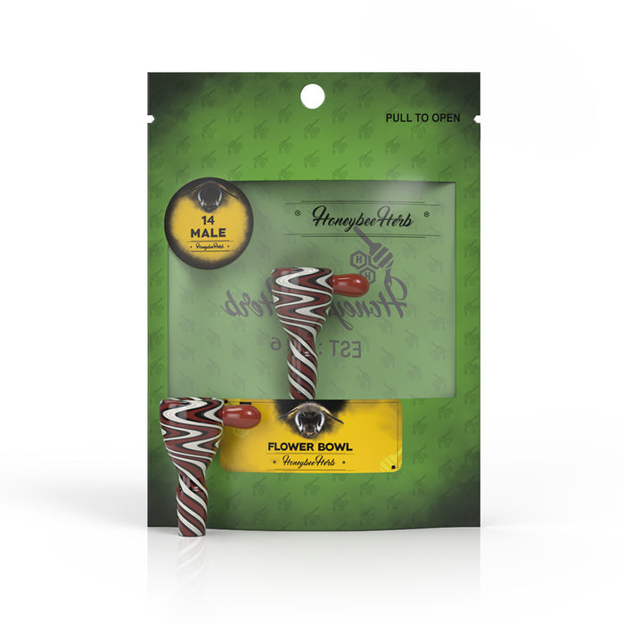 Honeybee Herb GLASS FLOWER BOWL (FB-7) Bowl · Popper Honeybee Herb Red / White