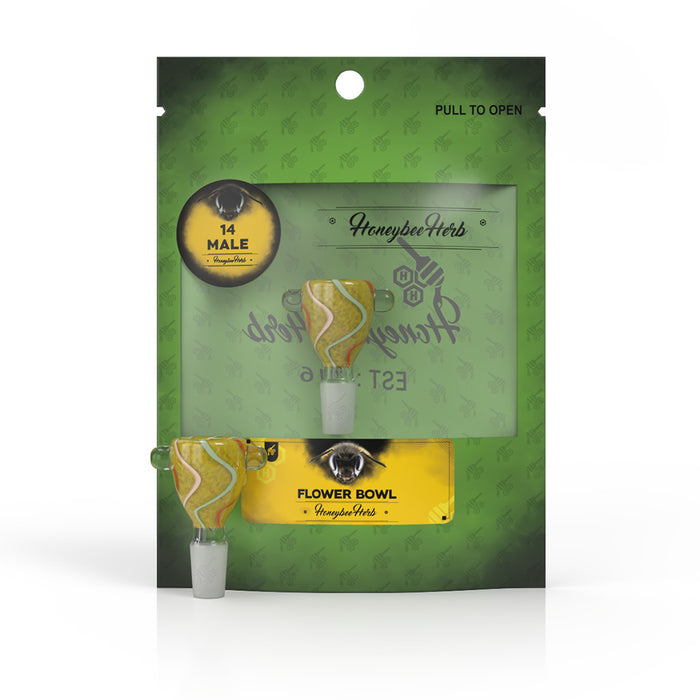 Honeybee Herb GLASS FLOWER BOWL (FB-8) Bowl · Popper Honeybee Herb Yellow / Red