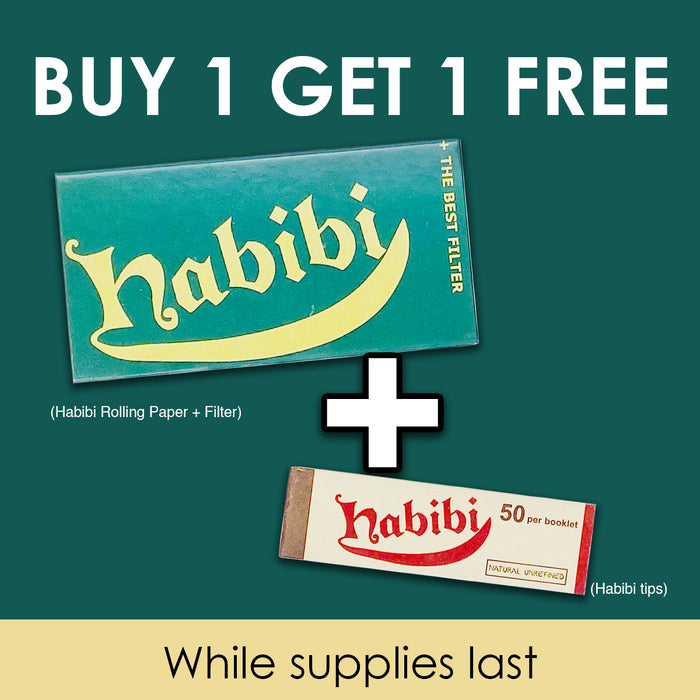 [Special Offer] Habibi - 1 1/4 rolling paper with pre-rolled tips Box of 12 + Tips box of 50