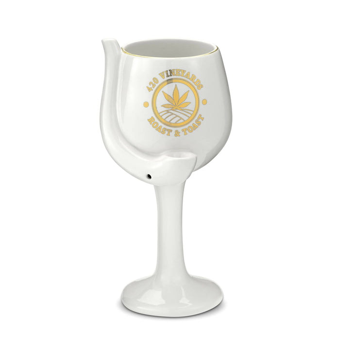 420 Vineyards - Roast & Toast Ceramic Wine Glass pipe Quartz hand pipe Roast and Toast Gifts