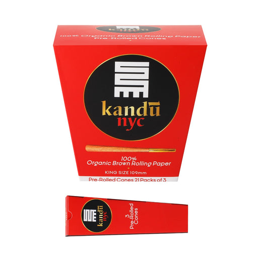 Kandu NYC King Size Pre Rolled Cones, Display Box 21 Count with 3 Cones Each- - One Wholesale