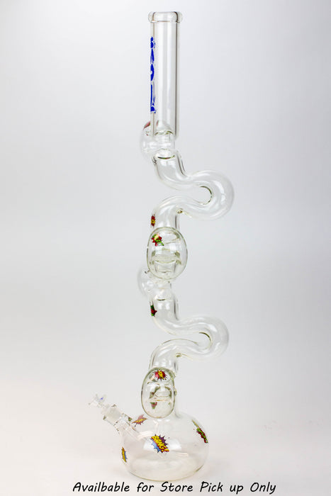 36" KUSH Glass 7mm Giant Zig Zag Zong / bong [KU070]- - One Wholesale