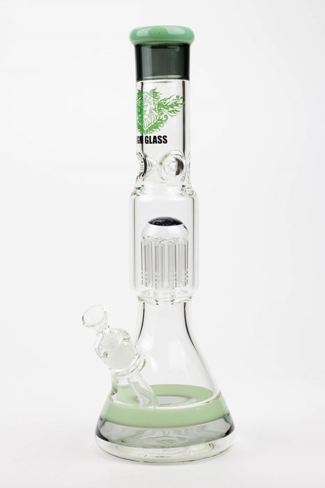 16" MGM glass / 7 mm / single tree arm glass water bong-Milky Green - One Wholesale