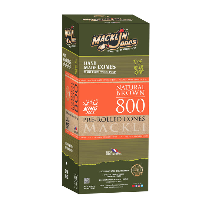 Macklin Jones - Natural Brown King Size Pre-Rolled cones Tower 800 Pre-rolled Cone (Bulk / Tower) Macklin Jones