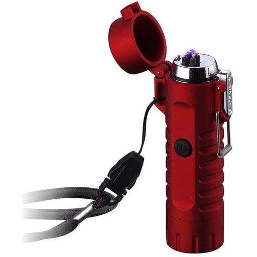 Waterproof USB Plasma Electric Tactical Lighter With Flashlight [MLT190] Lighters Canadian Distributor Red