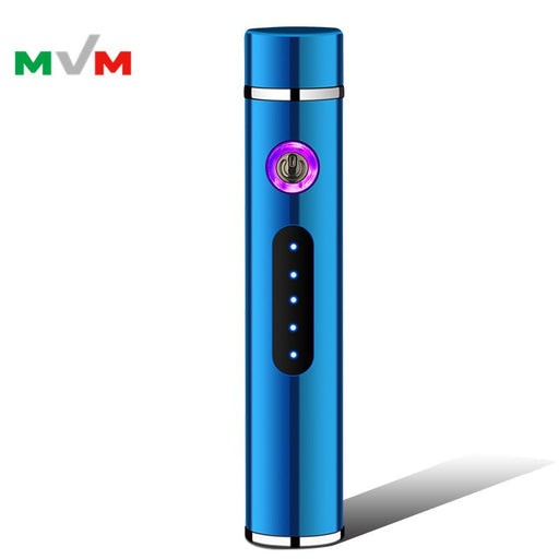 Portable Electronic Lighter USB Arc pipe Lighter with LED Button and Battery Indicator [MLT233] Lighters Canadian Distributor Blue