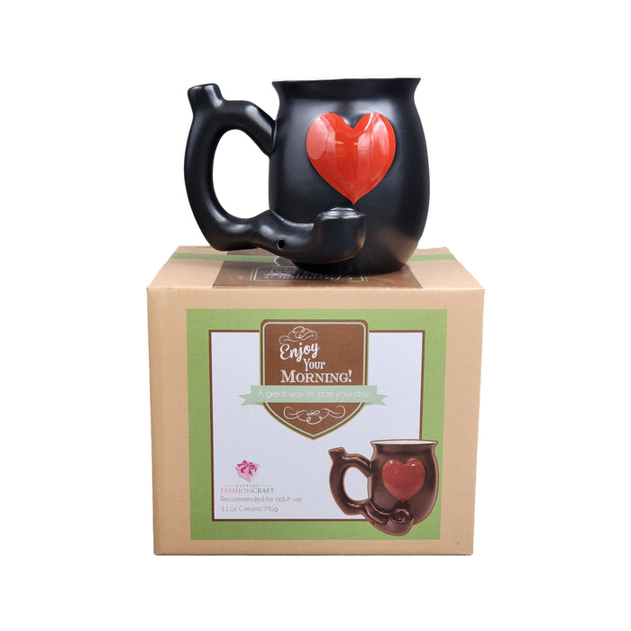embossed red heart mug - white inside Quartz hand pipe Roast and Toast Gifts