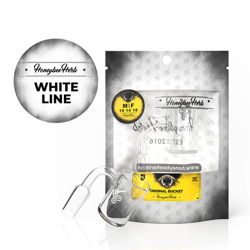 Honeybee Herb White Line 90° White Original Bucket Quartz Banger Bongs Accessories Honeybee Herb