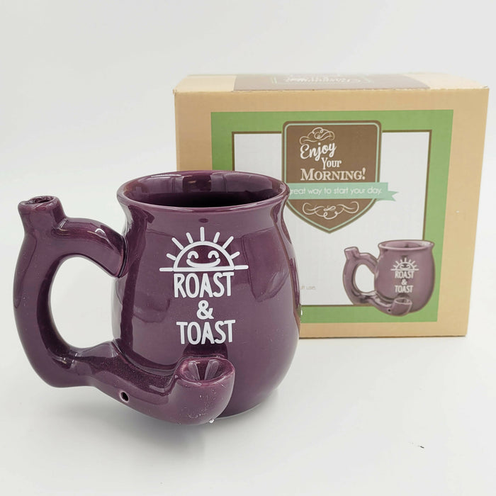 PREMIUM ROAST & TOAST PIPE MUG - SHINY PLUM WITH WHITE PRINT