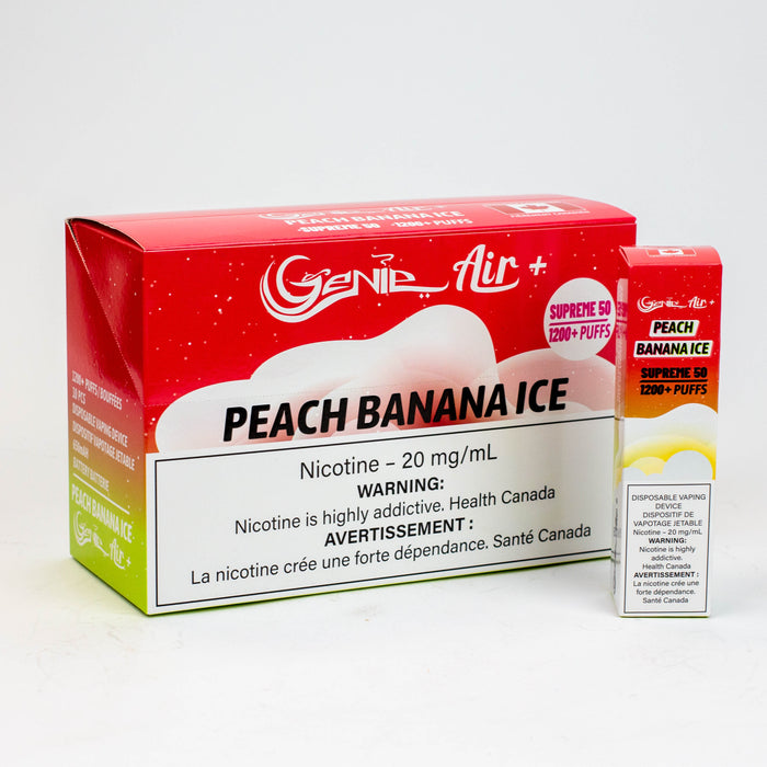 Genie Air+ SUPREME 50 disposable 1200 Puff 20 mg/mL Disposable Vape ONE Peach Banana Ice