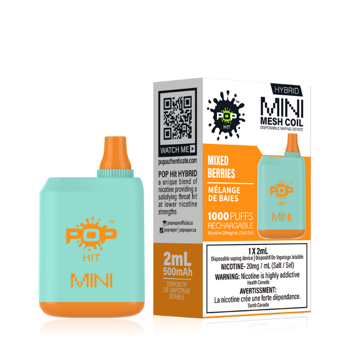 Pop Box Mini 1000 Disposable Vape Device Box of 10 Federal Excise Tax ONE Mixed Berries