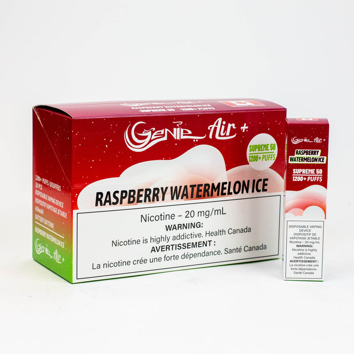 Genie Air+ SUPREME 50 disposable 1200 Puff 20 mg/mL Disposable Vape ONE Raspberry Watermelon Ice