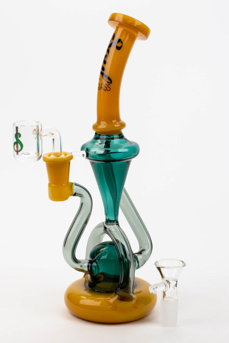 10" SOUL Glass 2-in-1 recycler [S2062]-B Green/Yellow - One Wholesale